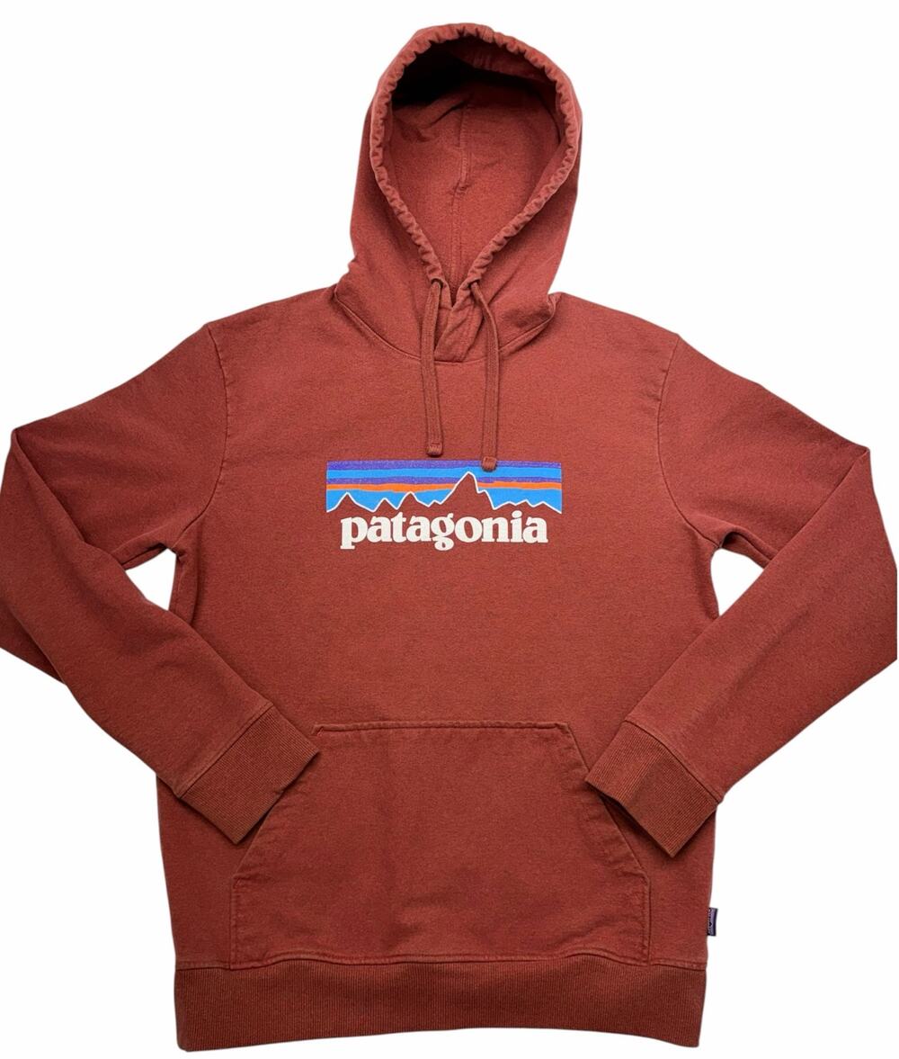 Patagonia Fitz Roy Logo Medium Hoodie Men’s Rust Red Pullover Sweatshirt Outdoor